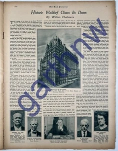 WALDORF ASTORIA CLOSURE 1929 PICTORIAL WITH STAFF * NEW YORK * OSCAR TSCHIRKY - Picture 1 of 1