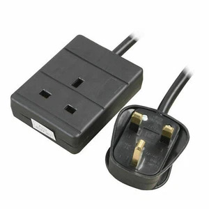 5m 1 Gang Simple Voie GB 13A Alimentation Secteur Prise Extension Câble Noir [ - Photo 1/3