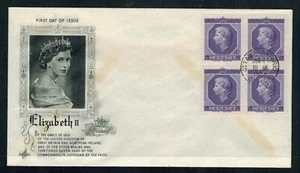 Canada #330 1953 4¢ QE II Coronation block of 4 FDC Artcraft cachet, VF cds cxl - Picture 1 of 1