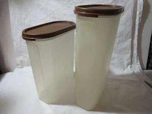 2 Vintage TUPPERWARE braun Modular Mate #5 4 oval 93/4 12-1/4 Tassen Behälter Kanister  - Bild 1 von 5