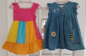 2 Baby Girl Dresses Next Denim Dress Matalan Party Dresd 12/18 Months - Picture 1 of 9