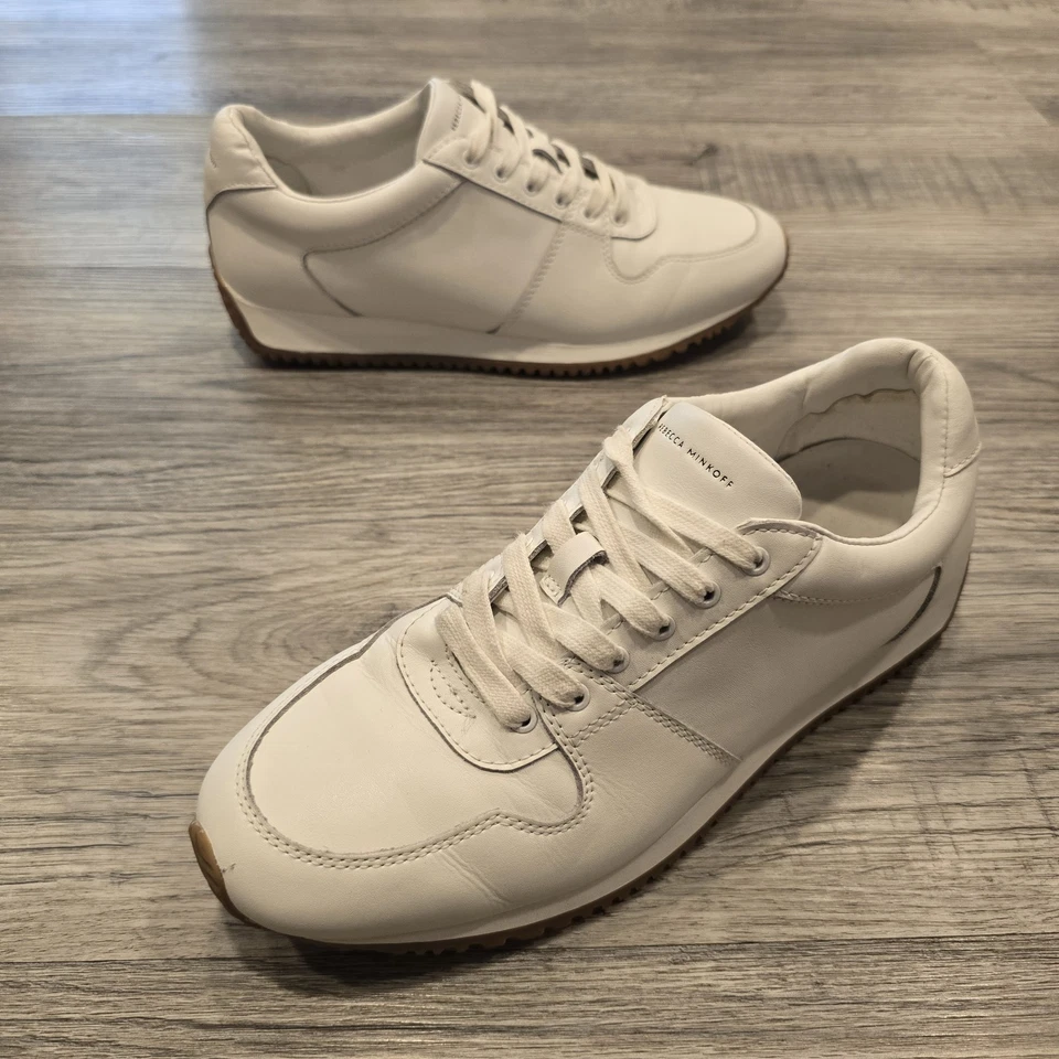 Rebecca Minkoff Zapatos Mujer 10 Blanco Cuero Activo Confort Informal Zapatilla Logo Foto 1 de 4