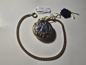 Vintage Belair 1665HOR Horse`s Hunter Case Stainless & Gold Plated Quartz Pocket - Bild 1 von 6