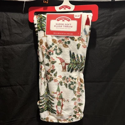 Holiday Time Super Soft Plush Throw Gnome / Multi -  50"x60" New - Image 1 of 4