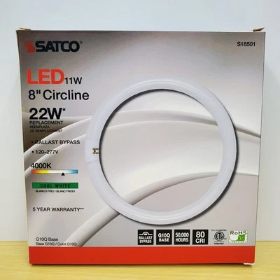 Satco Circline Bulb S16501 11 Watt 4000K 8" Ballast Bypass LED FC8T9 Replacement - Image 1 of 4