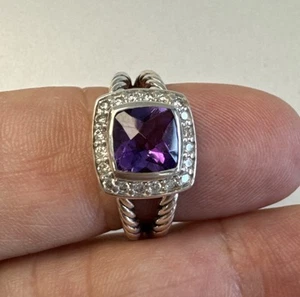 David Yurman Petite Albion Ring With Amethyst and Diamonds Size 6 - Picture 1 of 4