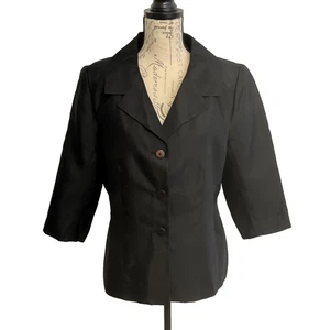 Vintage Talbots Women's Size 12 Petites Blazer Jacket Black Pure Silk New w/Tags - Picture 1 of 8