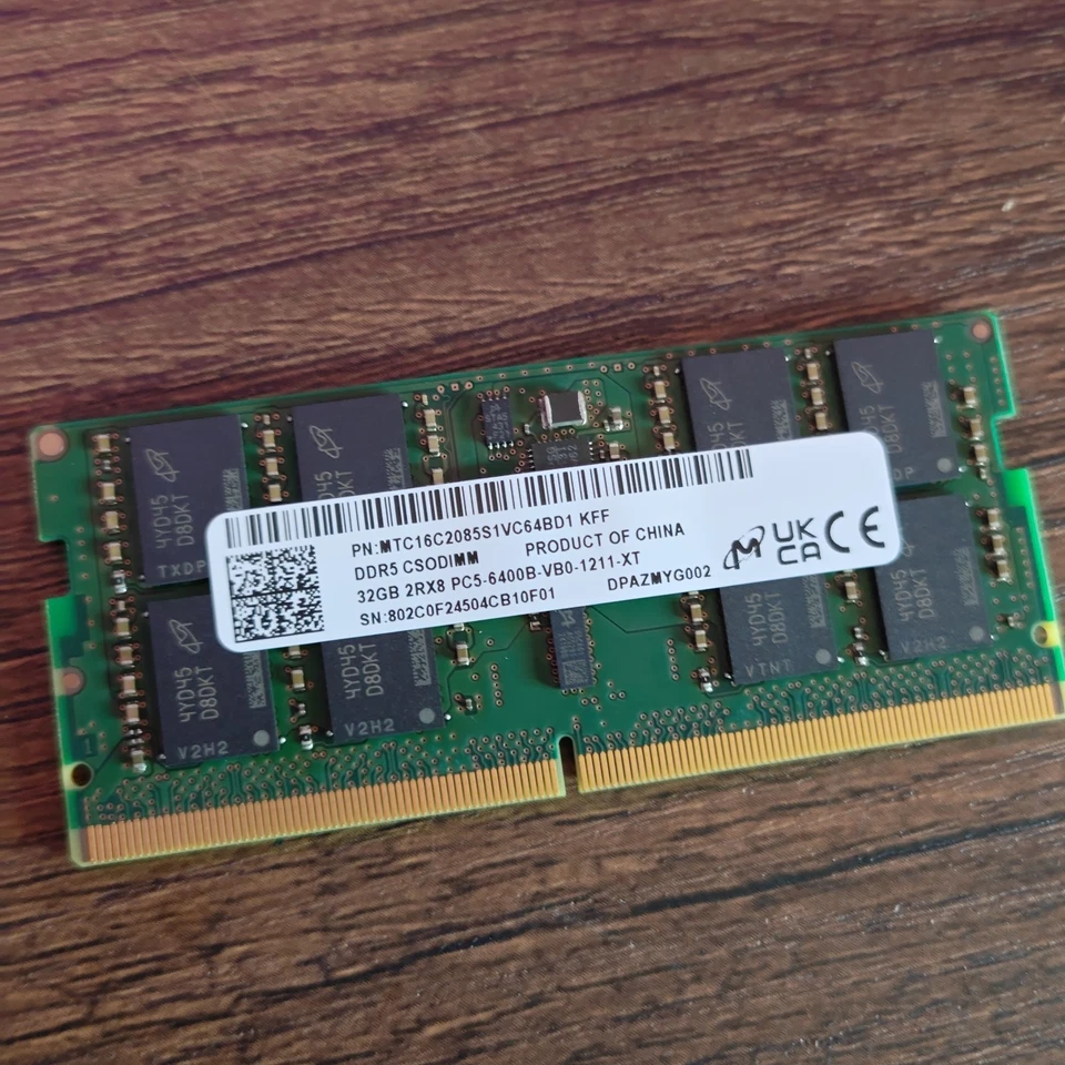 Micron 64GB 2x32GB DDR5-6400 CSODIMM RAM MTC16C2085S1VC64 Compatible Replacement - Image 1 of 3