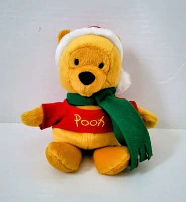 Juguete de peluche vintage de Navidad de Papá Noel Winnie The Pooh de Disney Store Foto 1 de 4