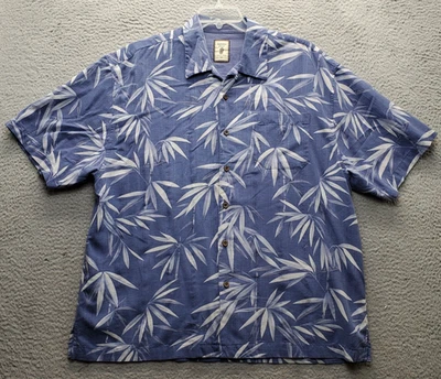 Camisa Hawaiana Jaxx Jaxx Para Hombres XXL Multi Hoja de Palma Seda Abertura Lateral Manga Corta Foto 1 de 4