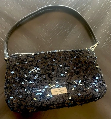 Bolso sin asas/cartera Kate Spade NY “Kiki” negro - lentejuelas brillantes - vintage Y2K Foto 1 de 4
