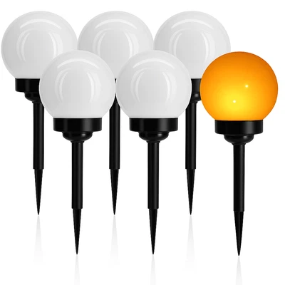 6 LED Solarleuchten Flammeneffekt Solar Kugel Lampen Garten Leuchten Ø15cm - Bild 1 von 4