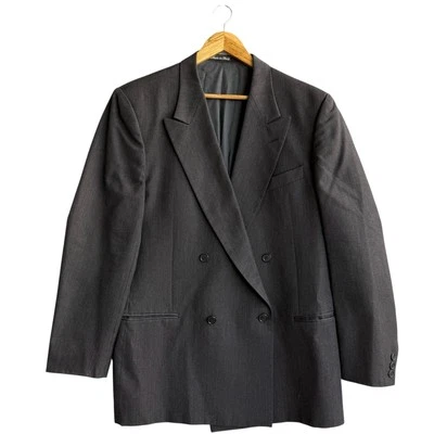 Vintage Valentino Uomo Wool Blazer Sport Coat Men's Sz 44L Gray Double Breasted - Image 1 of 4