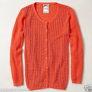 Neu mit Etikett NEU Anthropologie Perlen Pointelle Cardigan Yoana Baraschi orange Small S  - Bild 1 von 3
