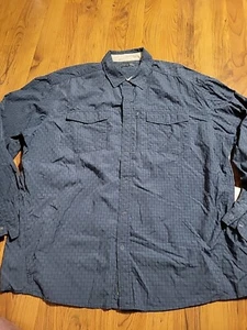 Camisa REI LS Geométrica Mezcla de Nylon A Presión XL Bolsillo de Seguridad Exterior Azul - Imagen 1 de 13