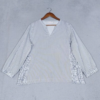 Blusa Popover Soft Surroundings Mujer Grande Azul Rayas Calada Viaje Salón Foto 1 de 4