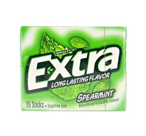 Extra Slim Pack Spearmint Kaugummi 15 Sticks 10 Packungen Kostenloser Versand - Bild 1 von 1