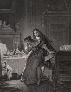 Achille Lefèvre Voltaire El ingenuo franco grabado según Moreau 1850 - Imagen 1 de 4