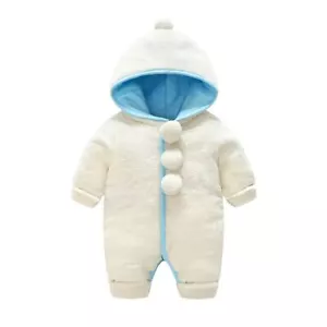 Newborn Infant Baby Boy Girl Hooded Cartoon Flannel Romper Jumpsuit Bodysuit - Picture 1 of 19