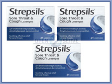 3x Strepsils Sore Throat & Cough Lozenges - Soothing Sore Throat Relief- 24s