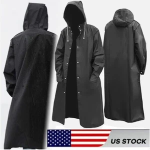 Hombres Impermeable Largo Impermeable Negro Chaqueta de Trinchera con Capucha Exterior Senderismo Impermeable - Imagen 1 de 27