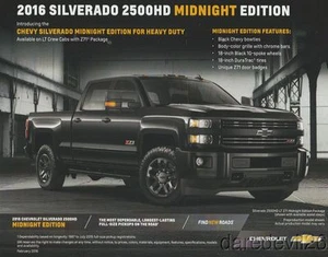 Chevy Silverado 2500HD 2016 edición medianoche tarjeta de información - Imagen 1 de 1