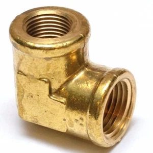 Female Pipe L Reducer Elbow 1/2 to 3/8 Npt 90 Degree Brass Fitting Water Oil Gas - Picture 1 of 7