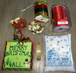 großes SET WEIHNACHTEN 2 BLUMENKÖRBE SCHNEE NEU BÄNDER KRÄUSELN BASTELN DEKO - Bild 1 von 1