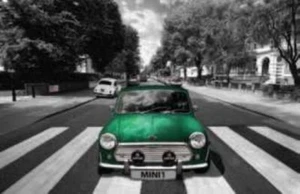 Mini (Grün) Auf Abbey Road Metallschild 300mm x 200mm (JK) - Picture 1 of 1