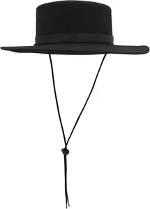 Adult Felt Spanish Flat Top Hat Bolero Wide Brim Black Plague Costume Accessory - Picture 1 of 4
