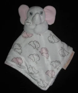 Blankets & Beyond Elephant Sicherheitsdecke Baby Lovey weiß grau rosa Druck - Bild 1 von 5