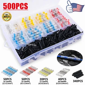 500pcs Heat Shrink Wire Connectors Waterproof Butt Terminals Solder Seal Sleeve - Picture 1 of 12