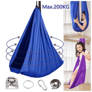 Adults Kids Sensory Swing Hanging Adjustable Therapy Autism Hammock w/ Hardwares - Picture 1 of 22