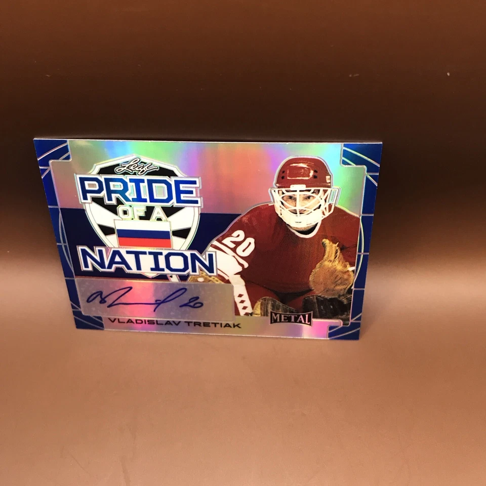 2015-16 Leaf Metal Hockey Vladislav Tretiak Blue Pride Of A Nation Auto 4/15 - Image 1 of 2