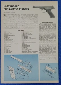 1964 HI-STANDARD DURA-MATIC PISTOLS ILLUSTRATED PARTS BREAKDOWN IPB ARTICLE/AD - Picture 1 of 1