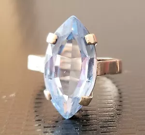 Anillo De Plata Maciza Y Gran Aguamarina - Talla: 56 - Imagen 1 de 6