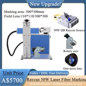 Raycus 50W Fiber Laser Marking Machine 300*300mm Rotary axis For Metal Steel - Picture 1 of 16