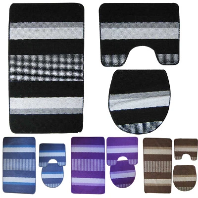 Badeset 3 tlg Badgarnitur Badematte Badset Bad Dusche WC Vorleger rutschfest STA - Bild 1 von 2