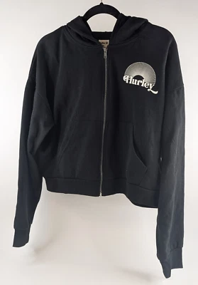 Sudadera con capucha para mujer Hurley - XL negra a cuadros cremallera completa chaqueta corta - nueva con etiquetas Foto 1 de 4