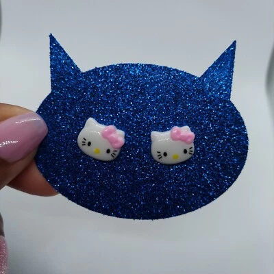 Aretes grandes Hello Kitty rosa de acero inoxidable hipoalergénicos Kawaii Cat Foto 1 de 4