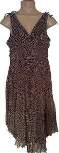 Connected Apparel Chocolate/white Spotted Dress US 14 UK 16, Asymmetrical - Picture 1 of 12
