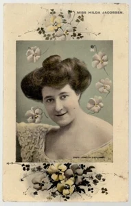 TARJETA POSTAL EDUARDIANA ACTRIZ DE TEATRO MISS HILDA JACOBSEN VINTAGE 100721 INGLATERRA Q - Imagen 1 de 2