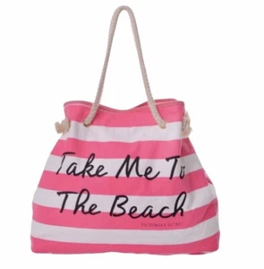 Victoria’s Secret Pink Striped The Beach  Weekender Large Tote Bag Y2K - Picture 1 of 6