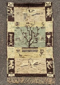 Hermosa alfombra de lana antigua hecha a mano escandinava RYA 155 x 96 cm - Imagen 1 de 10