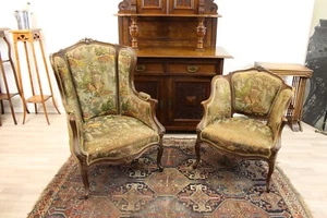 Rokoko para foteli pokrytych jedwabiem - Zdjęcie 1 z 14