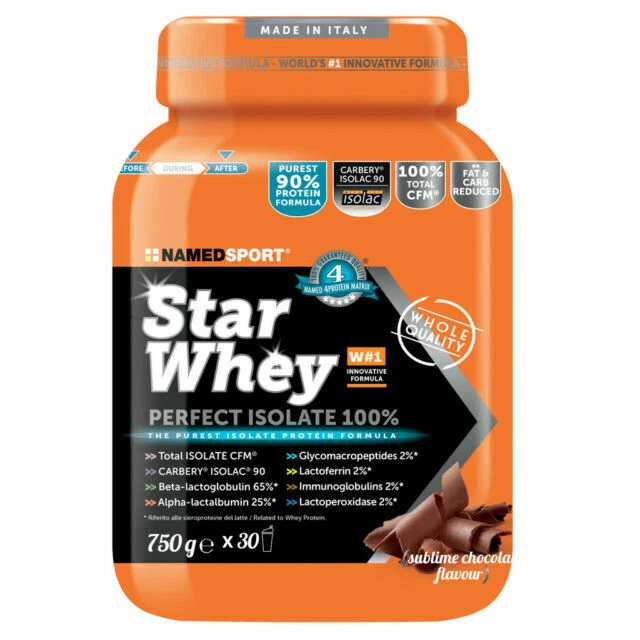 NAMEDSPORT> Star Whey Isolate Sublime Chocolate Integratore Proteico, 750g