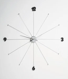 Contemporary silver wall clock 60CM or 100cm - Picture 1 of 3