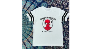Marvel Spider-Man T-Shirt Boys L Youth White 100% Cotton Crew Neck Spider-Sense - Picture 1 of 7