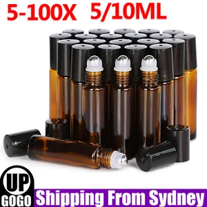 5-100PCS Roller Essential Oil Roll On Ball Glass Bottle Rollerball Perfume Amber - Picture 1 of 18