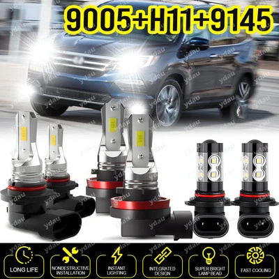 For Honda Pilot 2006-2018 6X Combo LED Headlight High+Low Beams&Fog Light Bulbs - Image 1 of 4